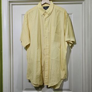 Ralph Lauren Men's Yellow White Stripe Short Slv Button Down Shirt Large No Logo